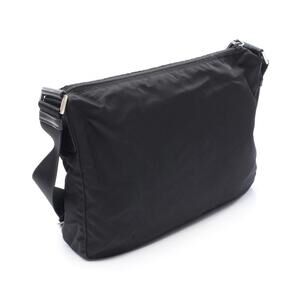Prada nylon crossbody black leather bag trim Tessuto shoulder